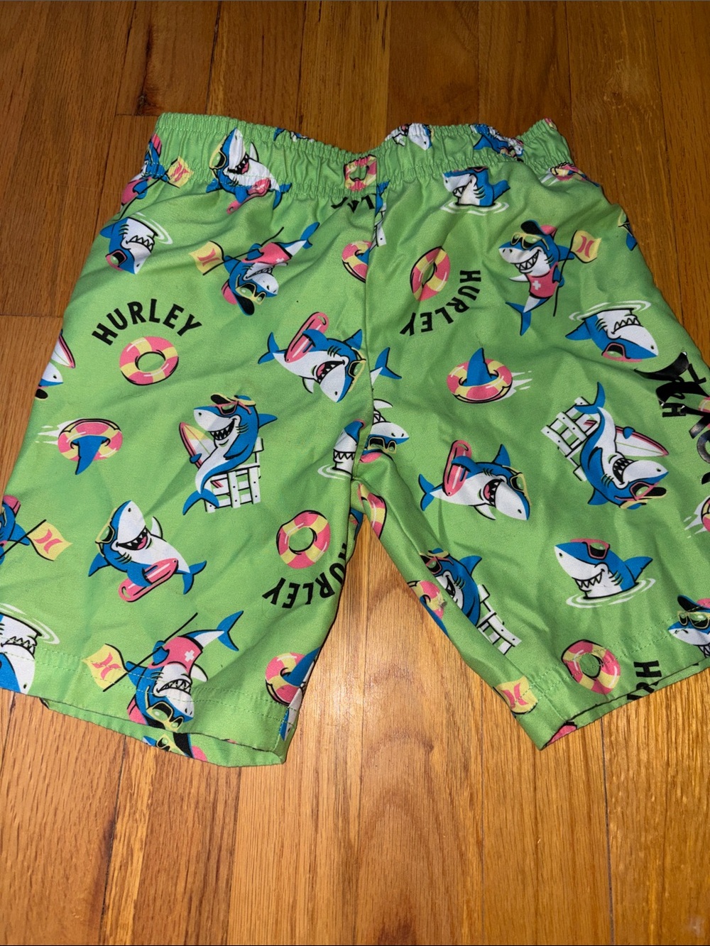 ⭐️ 3 for $15.00⭐️ Hurley Lime Green Shark & Lifesaver Print Swim Shorts